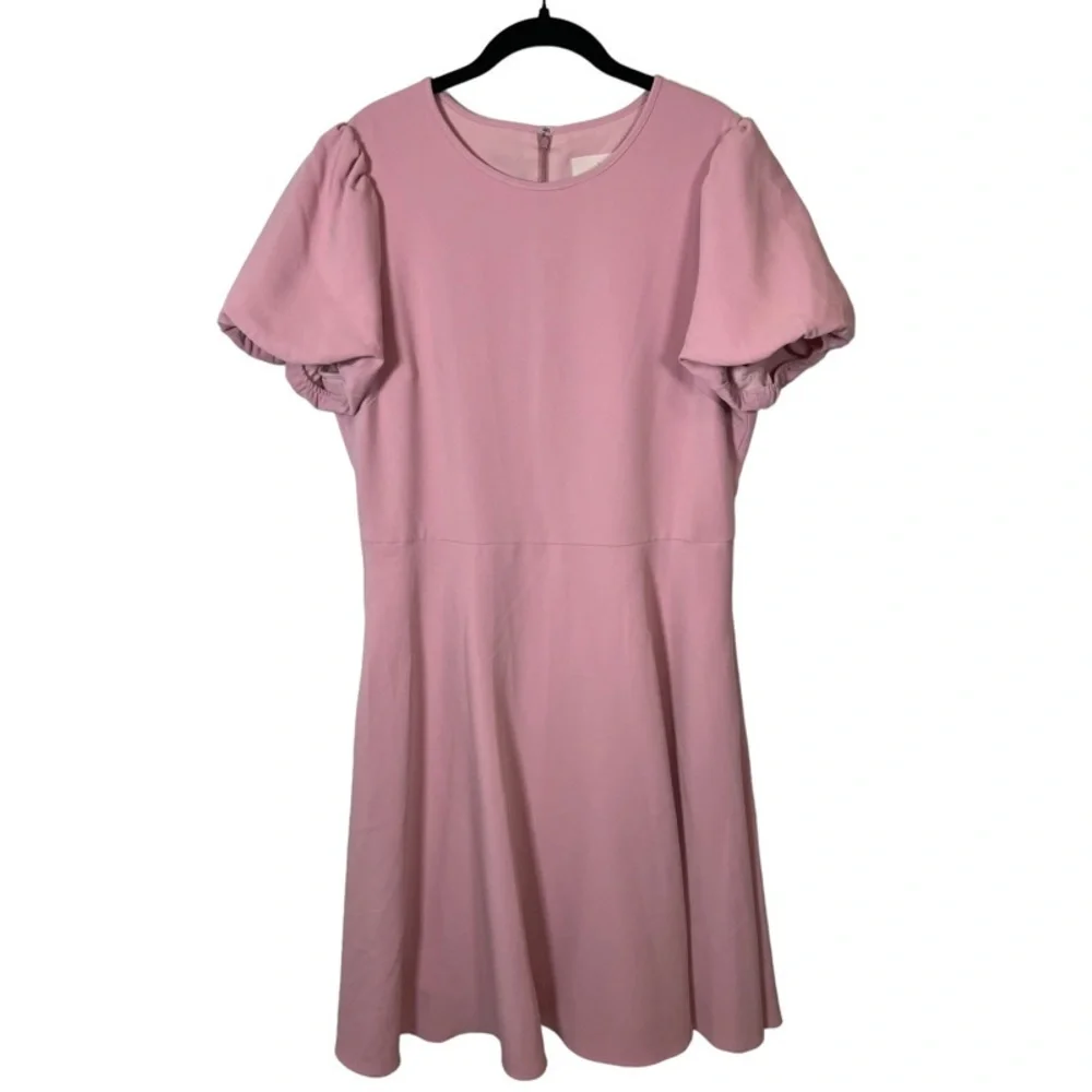 Elegant Pink Puff Sleeve Dress - Picture 6 of 9